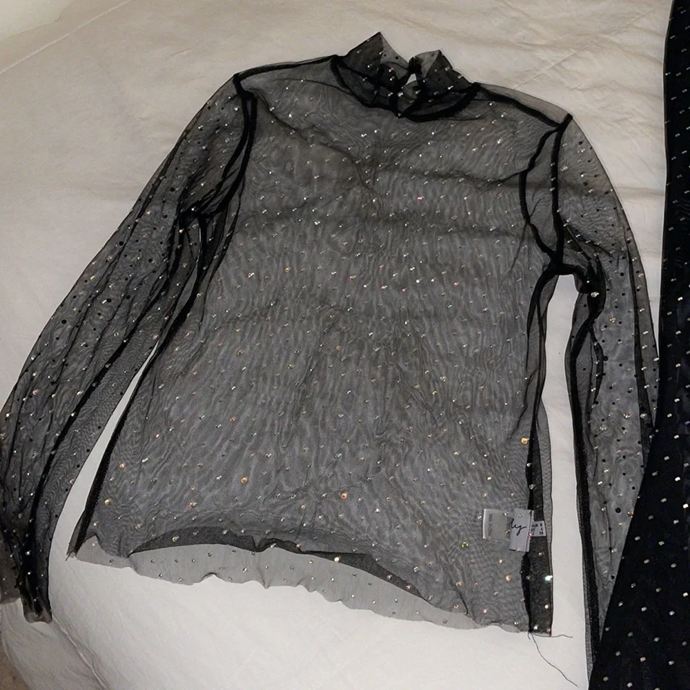 Motel Crystal Flare Pants + Matching Long Sleeve Top - Picture 2 of 8